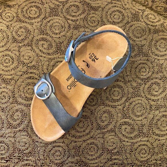 Birkenstock (Papillio) - Soley Nubuck Leather Metallic Black (NEW W/ TAGS) - Picture 2 of 2